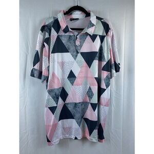 Yatta Golf Men's Size XXL Short‎ Sleeve Golf Polo Pink Gray Geometric
